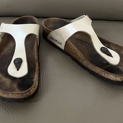 Birkenstock Women GIZEH EVA / Cork Footbed Thong Sandals in Graceful Pearl White Size 7,5