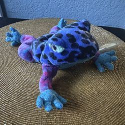 Cute Ty Beanie Baby 2001 Dart the Frog Blue/Black Spots