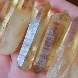 3pcs Natural Citrine Crystal Freeforms Himalayan Interference Quartz 