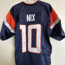 BO NIX SIGNED DENVER BRONCOS QB AUTOGRAPHED CUSTOM FOOTBALL JERSEY w/COA - L 741