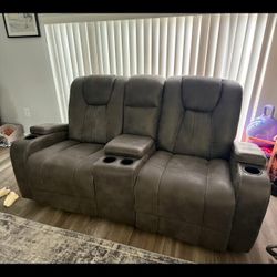 Bobs Power Recliner Sofa & Loveseat – Like New, Dark Grey - Watertown, CT