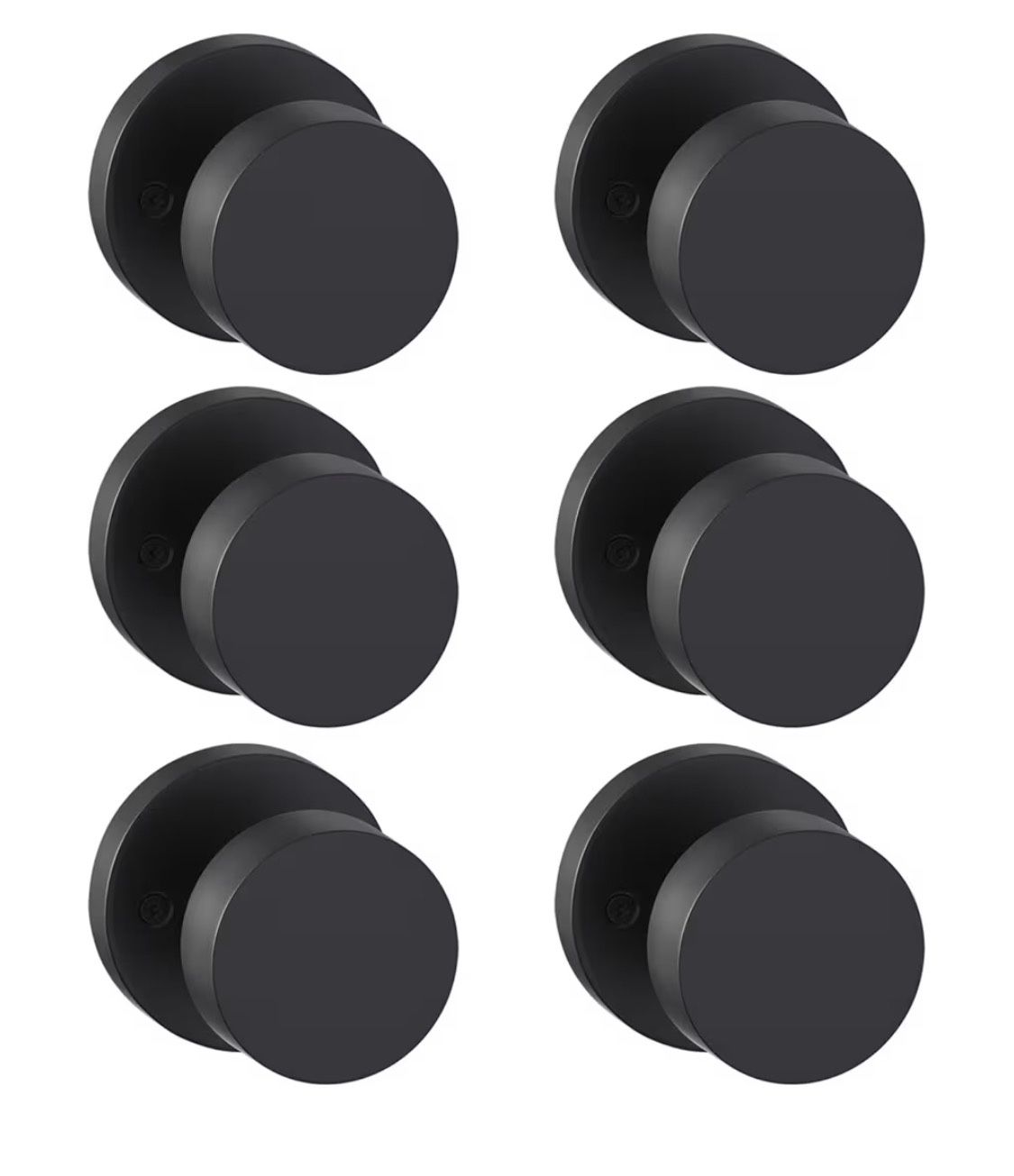 goldenwarm 6 Pcs Black Dummy Door Knobs, Heavy Duty Zinc-Alloy Matte Black No-Turning Interior Door Knobs, Indoor Doorknobs for Hallway, Inactive Half