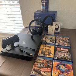 Sony CUH-7215B PlayStation 4 Pro 1TB Video Game Console bundle + Sony wireless head phone + 6 Games