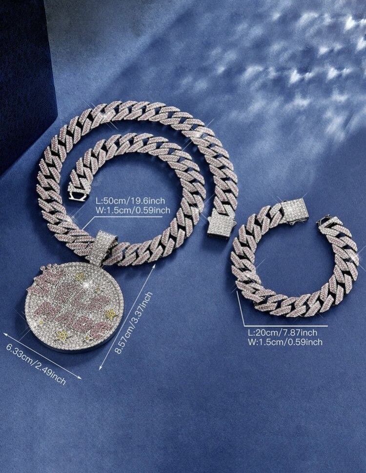 2 Tone Silver/Pink Iced Out Self Made Set