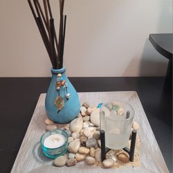 Zen Garden Tan Sand Rock Candle Decor tray  Essential Oil Diffuser Sticks
