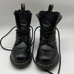 Dr Martens 1460 Serena Combat Boots Faux Fur Lined Black Womens size 5
