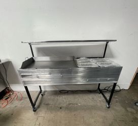 Plancha De 36” Con 6 Charolas Baño María Y Repisa | Incluye Manguera Con Regulador