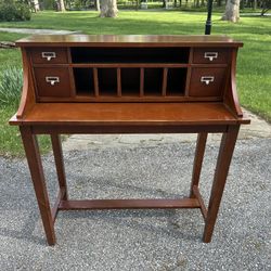 Brown Wood Writing Desk With Expandable Writing Surface
