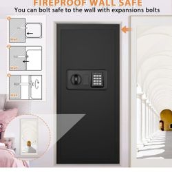 33.46" Tall Sturdy Wall Safes Between the Studs 16" Centers, Fireproof in Wall Safe with Removable Shelf, Combination Lock Hidden Safe for Money Jewel