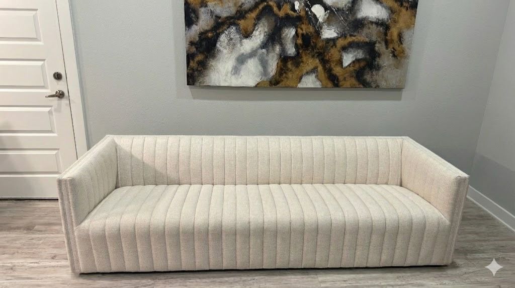 STUNNING Modern Channel Tufted Sofa (Retails $3,000) - Steal Deal!