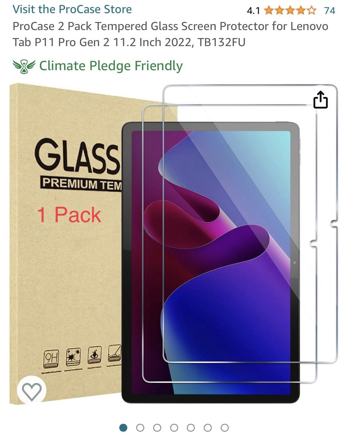 ProCase Tempered Glass Screen Protector for Lenovo Tab P11 Pro (Gen 2) TB132FU