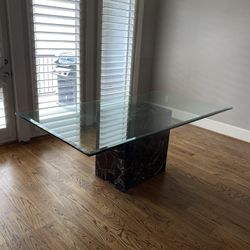 Elegant Marble And Glass Dining Table