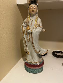 Porcelain Guanyin Figurine with Lotus Base