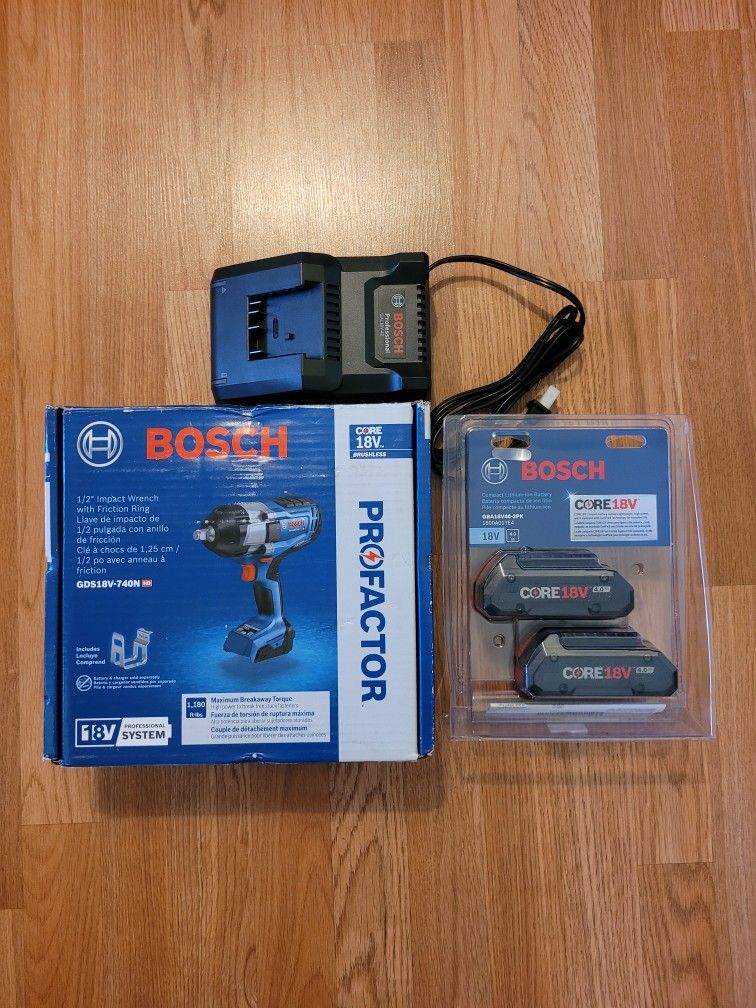 New Bosch 18v Cordless Brushless 1/2" High Torque Impact Wrench Kit $200 Firm Pickup Only