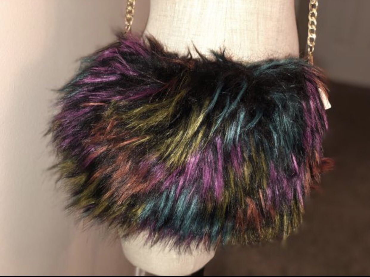 Faux Fur Crossbody Clutch Bag