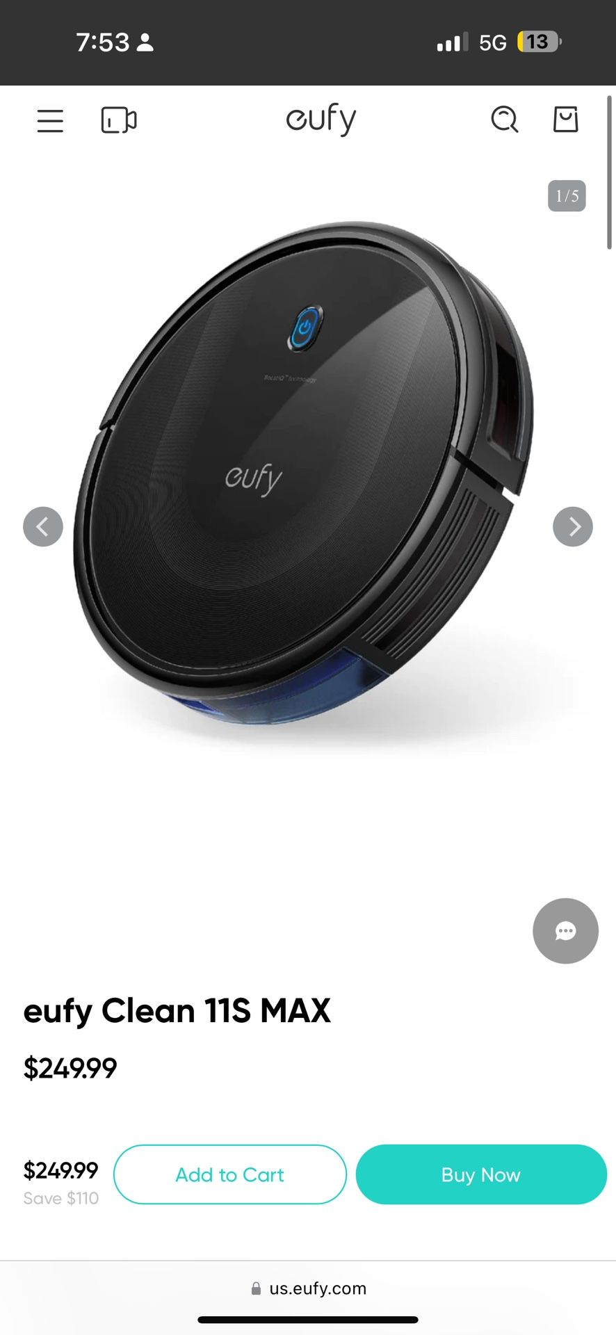 Brand New Eufy RoboVax 11S Max Robot Vacuum 