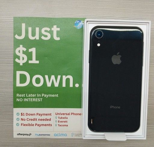 APPLE IPHONE XR 64GB UNLOCKED. FREE SMARTWACH/ HEADPHONES. PAY $1 TODAY REST IN PAYMENTS. NO CREDIT NEEDED FINANCING