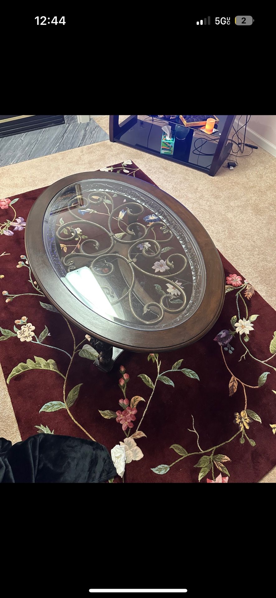 Beautiful Wood And Glass Coffee Table 