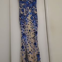 Womens/Ladies Blue & Tan Gown Size Large.