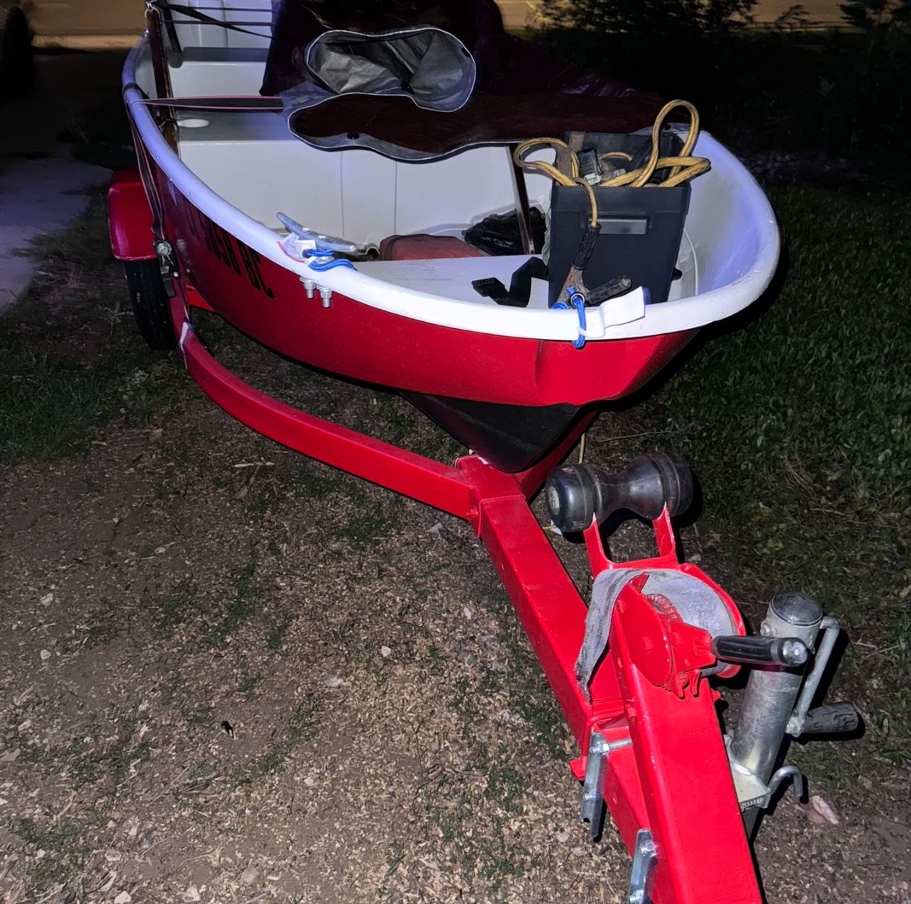 Red Boat With Matching Trailer