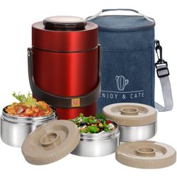 Pawovdeq 67oz Thermos for Hot Food,3-Layer Sealed Stackable Food Thermos,with Lunch Bag Soup Thermos,It Is Suitable for Daily Office Meals, School Lun