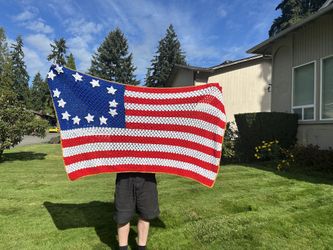 Handmade American Flag Crochet Throw