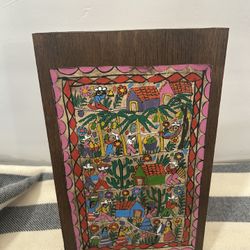 Mexican Original Folk Art Ámate Painting 