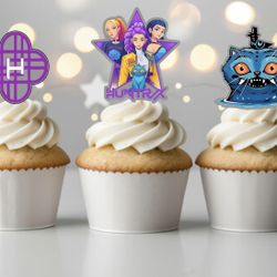 Huntrix Birthday Party Cupcake Toppers 