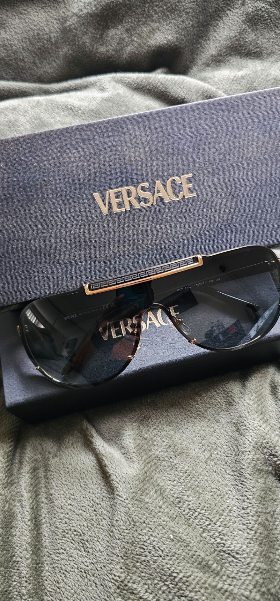 VERSACE VE 2140 1002/87 60mm Black Shield Monolens Sunglasses Italy ๐ฎ๐น