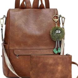 Convertible Leather Backpack/Purse & Wristlet Set