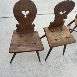 Vintage Pair Of Wooden Chairs