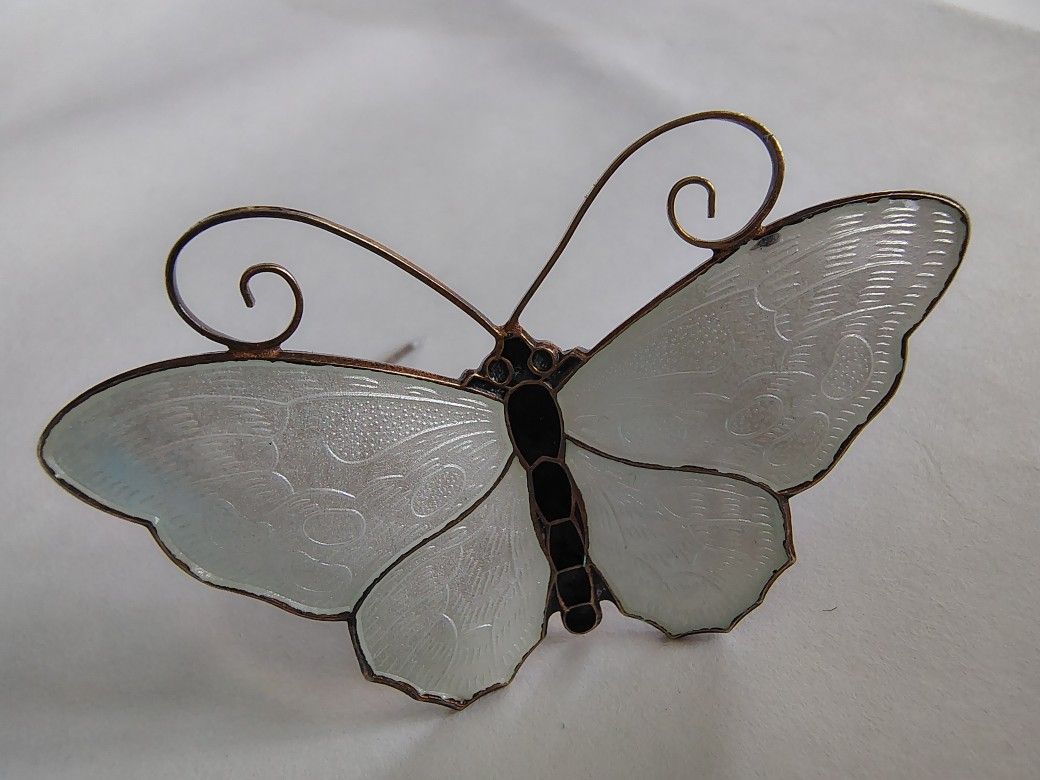 extraordinary silver & enamel brooch