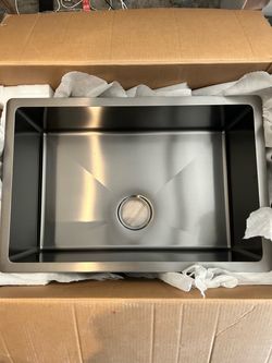 27 in. Undermount Single Bowl 18 Gauge Gunmetal Black Stainless Steel Kitchen Sink