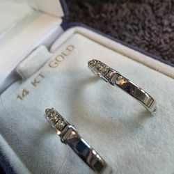 14 K White Gold Loop Earrings.  