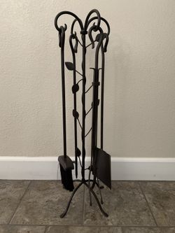 Metal Fireplace Tool Set and Candle Holders