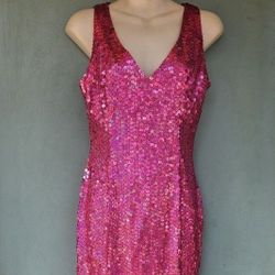EVENING DRESS💝 FUSHSIA SEQUINS WOMANS SIZE: 6 