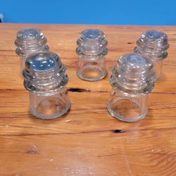 Lot Of 5 Vintage Antique Armstrong No. 2 Clear Glass Insulators