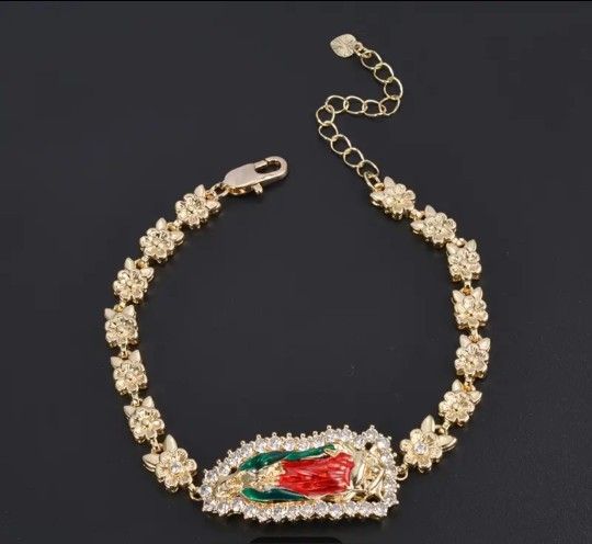 Esclavas Nuevas De Oro Laminado Con San Judas Y La Virjen Para Mujer $20 Cada Una