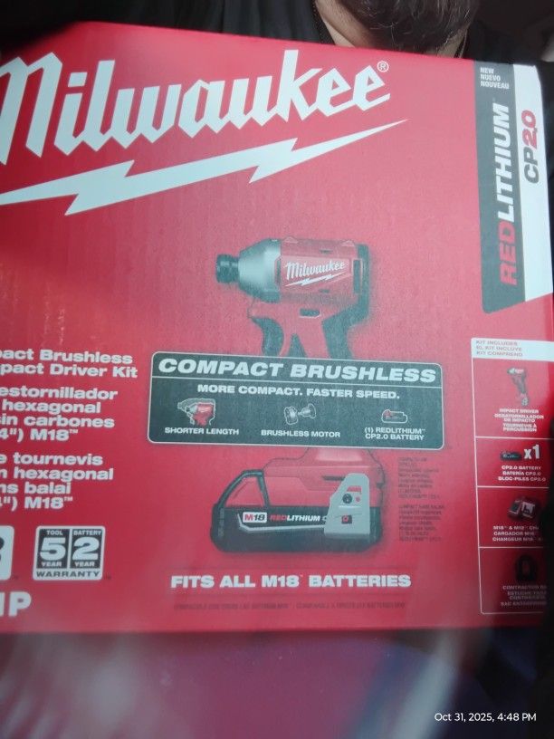 Milwaukee Impact 1/4 Driver 18 V Red Lithium Batteries And Charger Included