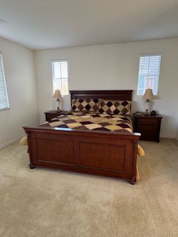 King Size Mattress and Frame and 2 Nightstands
