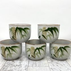 Set Of 5 Handgemalt Hand Painted Tea Coffee Cups