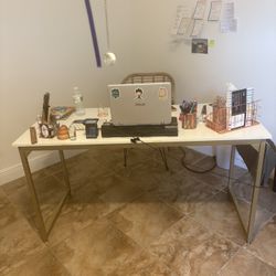 Desk (White & Gold Chrome) 