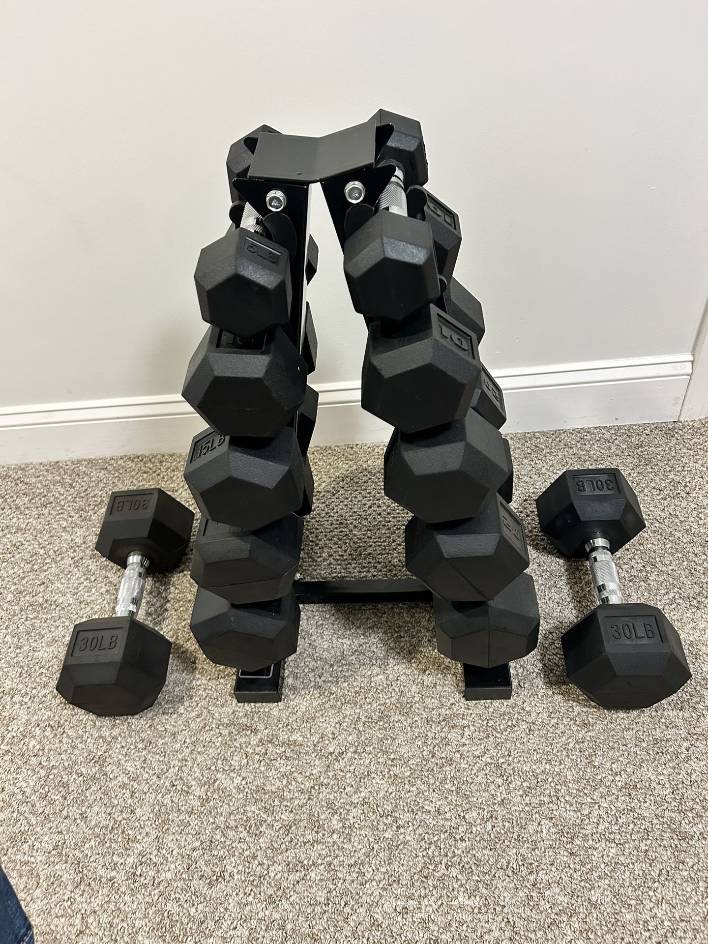 210 Pound Dumbbell  Set With Rack