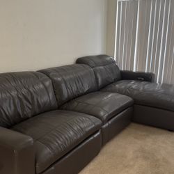 Gray Leather Reclining Couch