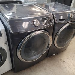 Samsung Front Loading Washer And Stackable Gas Dryer Set 