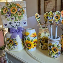 Everything "sunflowers " assorted prices all hand painted and decoupaged items