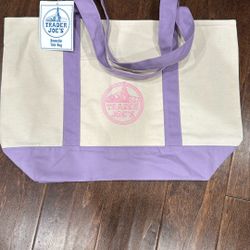 Large lavender Trader Joe canvas bag