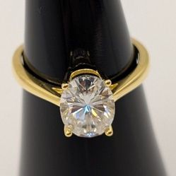 SALE! - 2CT Oval Genuine Moissanite Diamond Ring, 14k Gold Plated over 925 Sterling Silver, Size 6 , 7 and 8