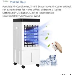 Portable Air Conditioner, 3-in-1 Evaporative Air Cooler w/Cool, Fan & Humidifier for Home Office, Bedroom, 3-Speed Settings,60° Oscillation,1/2/4 H Ti