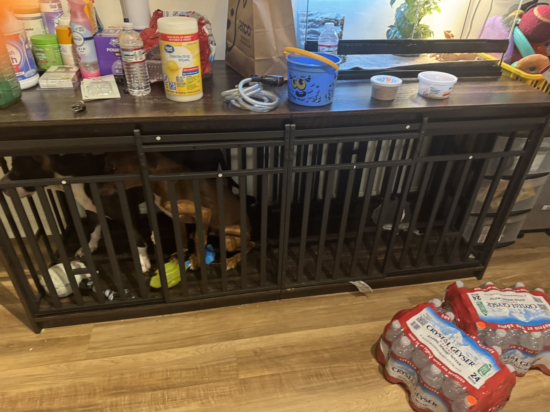 A furniture, double dog cage